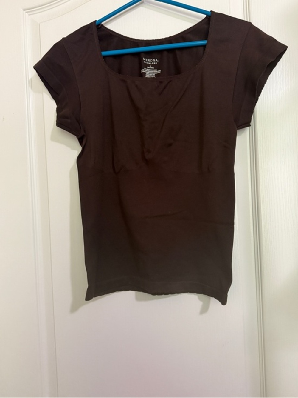 Merona Brown Scoop Neck Cap Sleeve Top